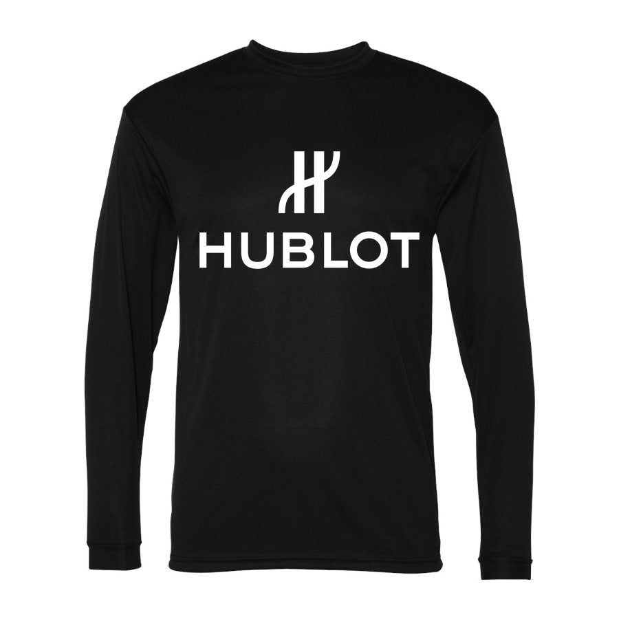 Men's Hublot White Logo Polyester Long Sleeve T-Shirt - Black