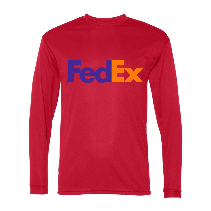 Men's FedEx Polyester Long Sleeve T-Shirt - Red