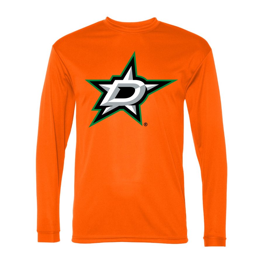 Men's Dallas Stars Polyester Long Sleeve T-Shirt - Safety Orange