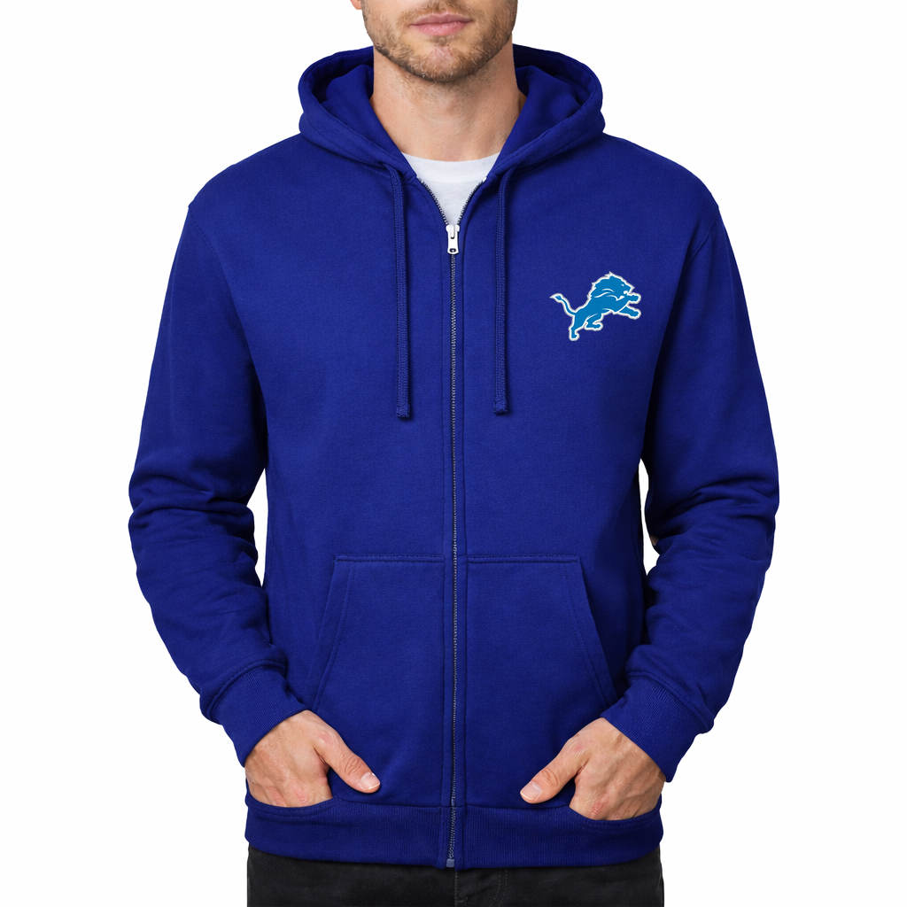 Men's Detroit Lions Zipper Hoodie - Royal Blue