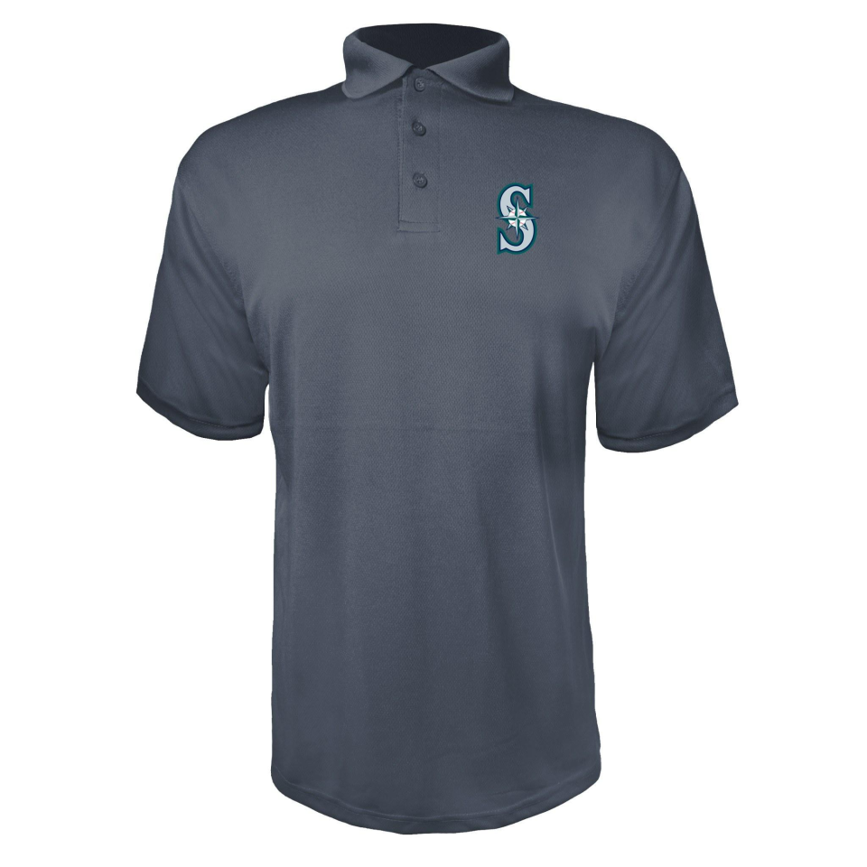 Men's Seattle Mariners Polyester Polo - Charcoal