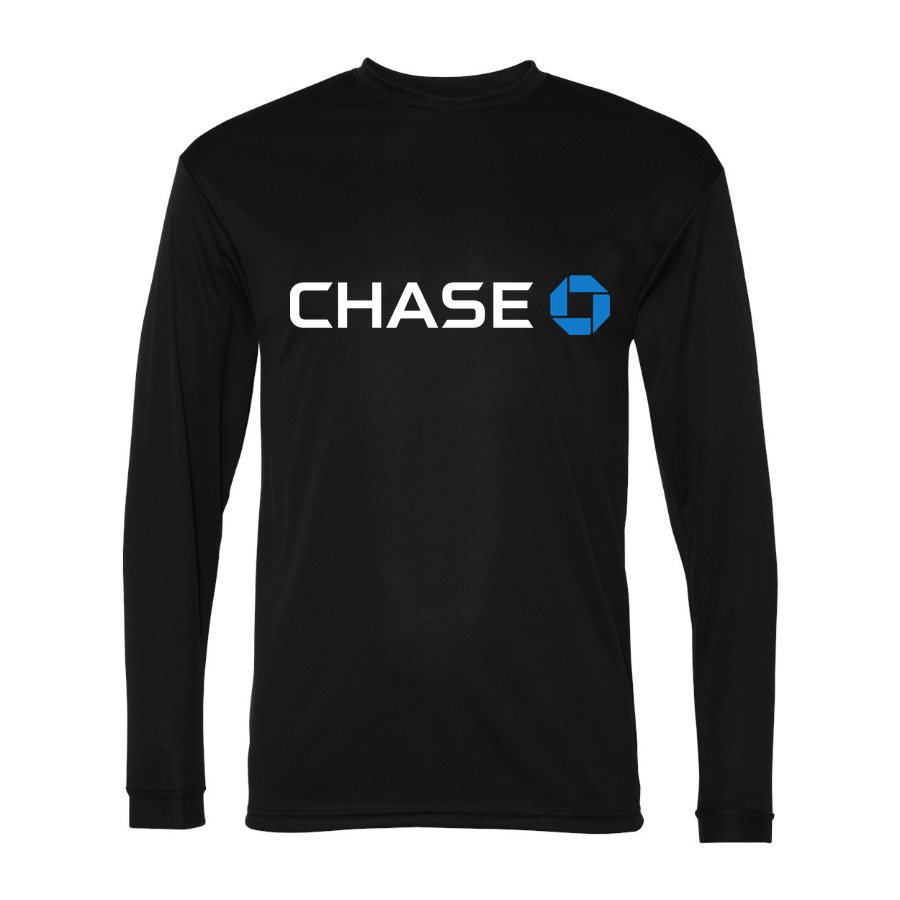 Men's Chase White Logo Polyester Long Sleeve T-Shirt - Black