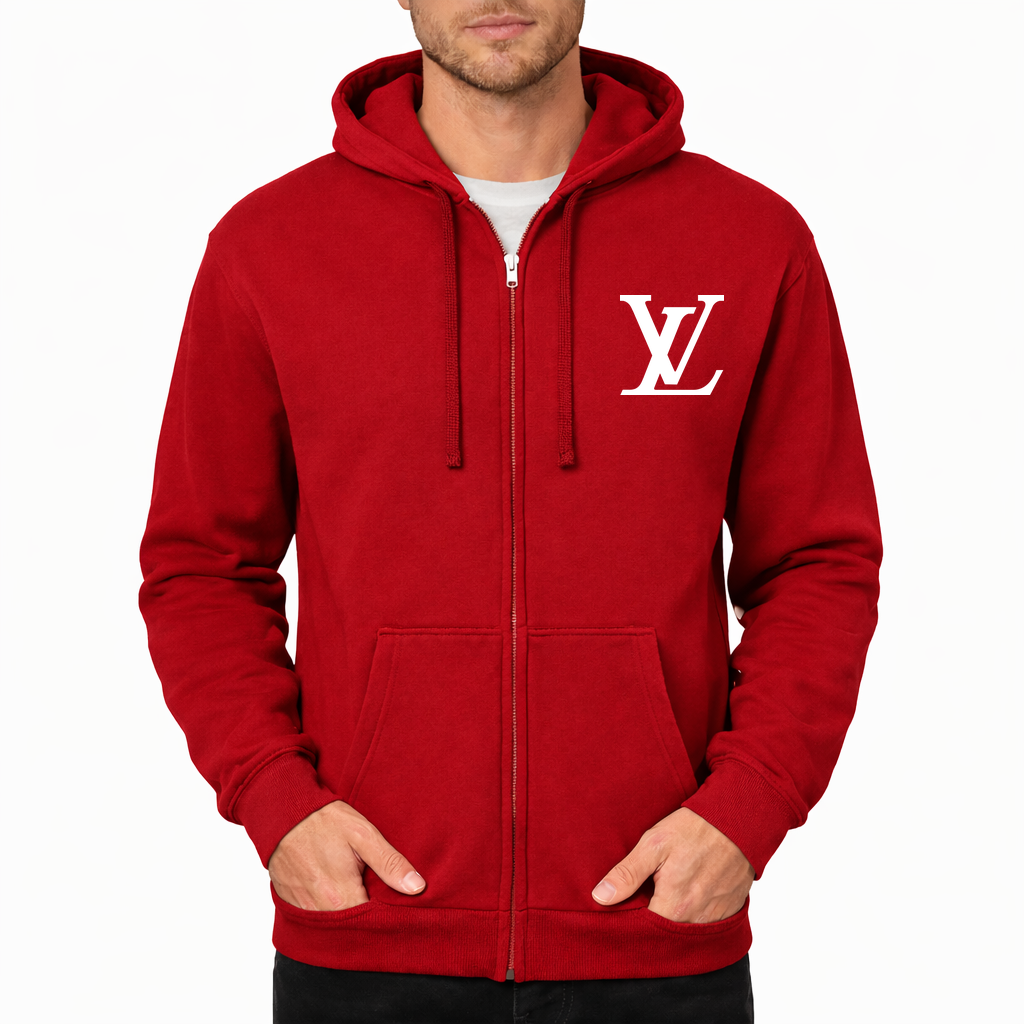 Louis Vuitton white Zipper Hoodie - Red