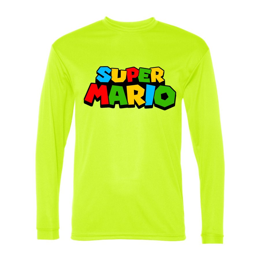 Men's Super Mario Polyester Long Sleeve T-Shirt - Safety Yellow