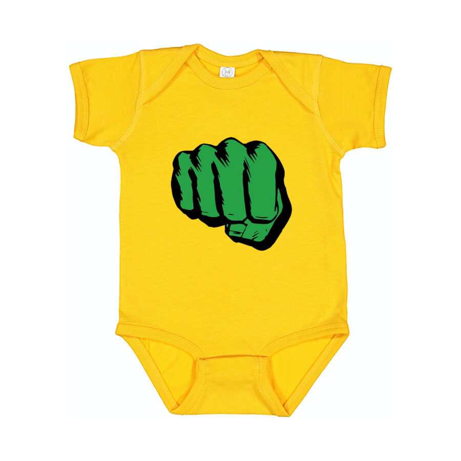 Hulk Punch Baby Romper Onesie - Yellow