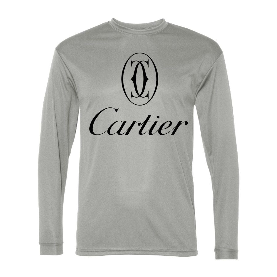 Men's Cartier Black Logo Polyester Long Sleeve T-Shirt - Silver