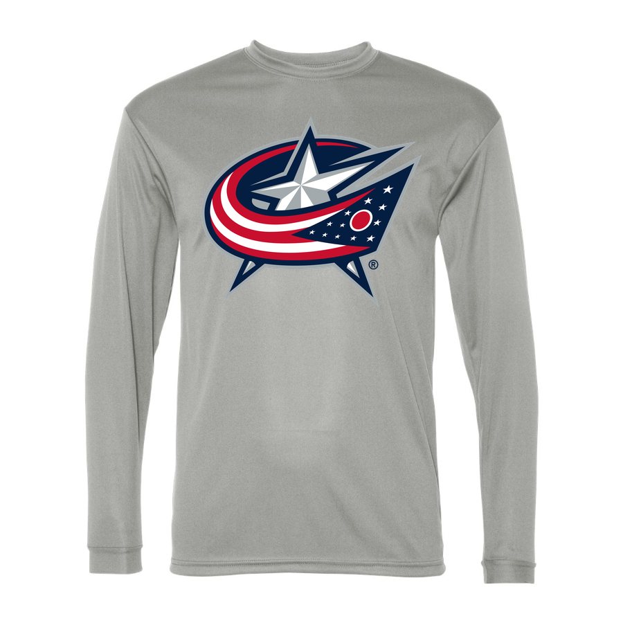 Men's Columbus Blue Jackets Polyester Long Sleeve T-Shirt - Silver