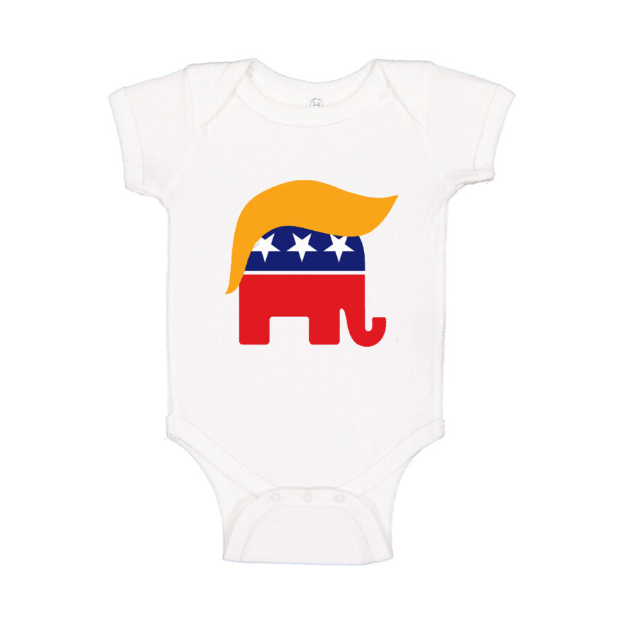Donald Trump GOP Elephant Baby Romper Onesie - White