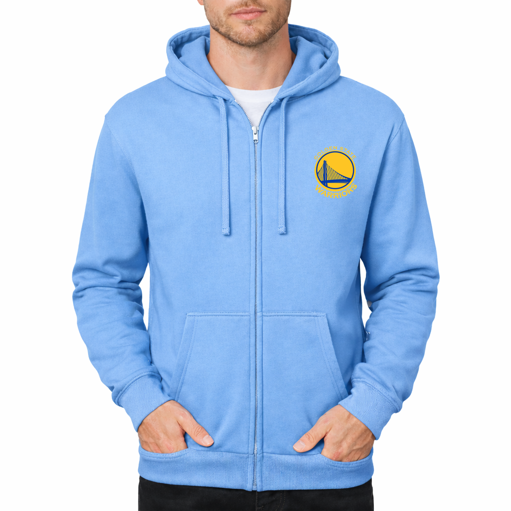 Men's Golden states warrior yellow Zipper Hoodie - Sky Blue