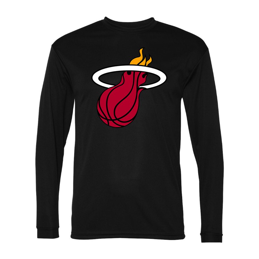 Men's Miami Heat Polyester Long Sleeve T-Shirt - Black