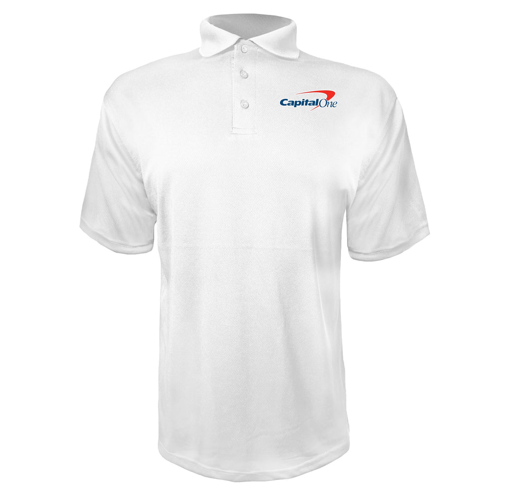 Capital One men's polyester polo in White