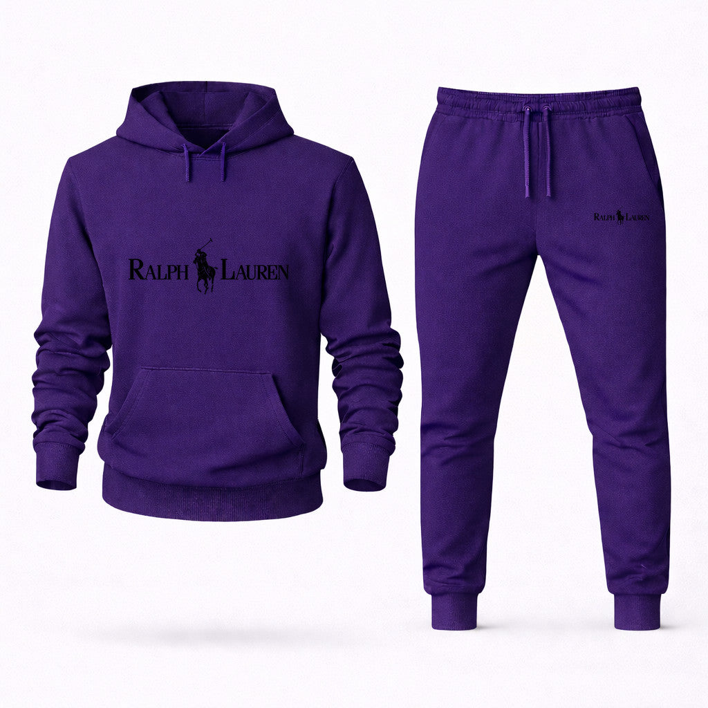 Polo Ralph Lauren Black Hoodie and Joggers Set - Purple