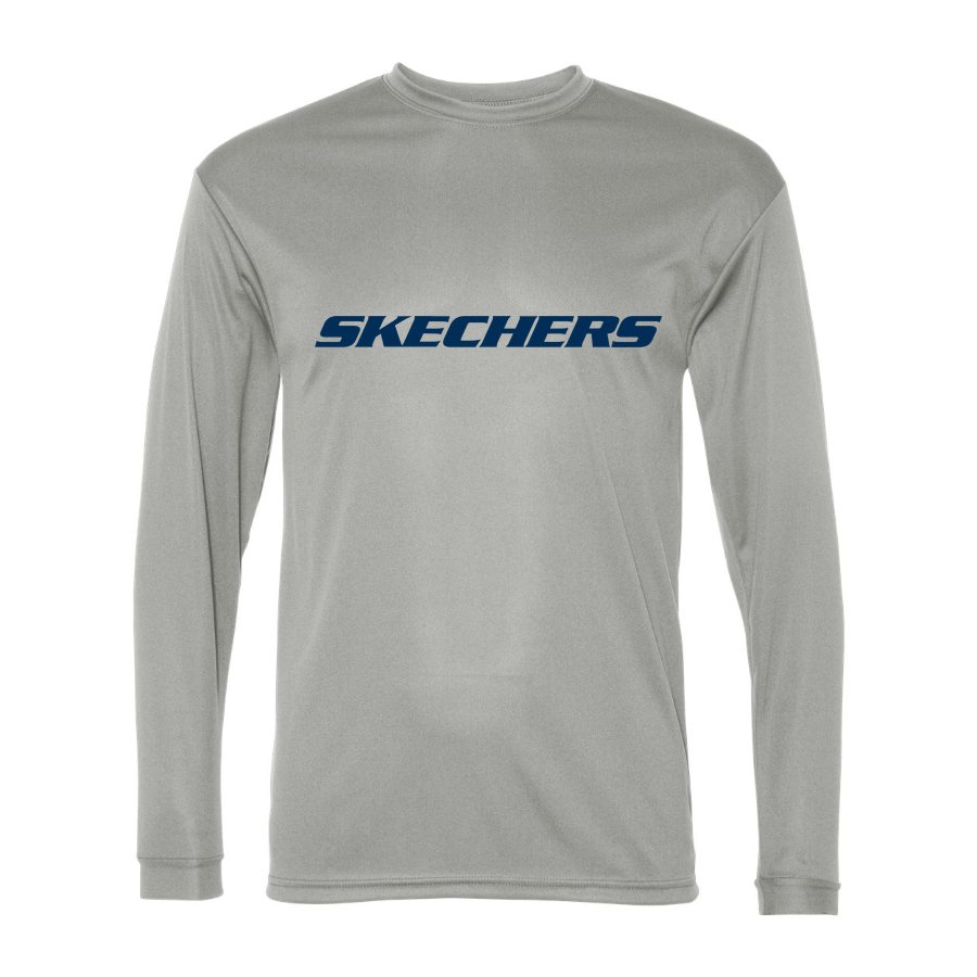 Men's Skechers Polyester Long Sleeve T-Shirt - Silver
