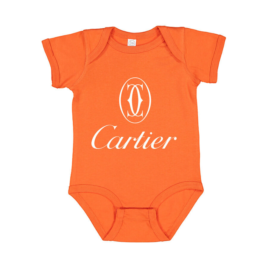 Cartier White Logo Baby Romper Onesie - Orange
