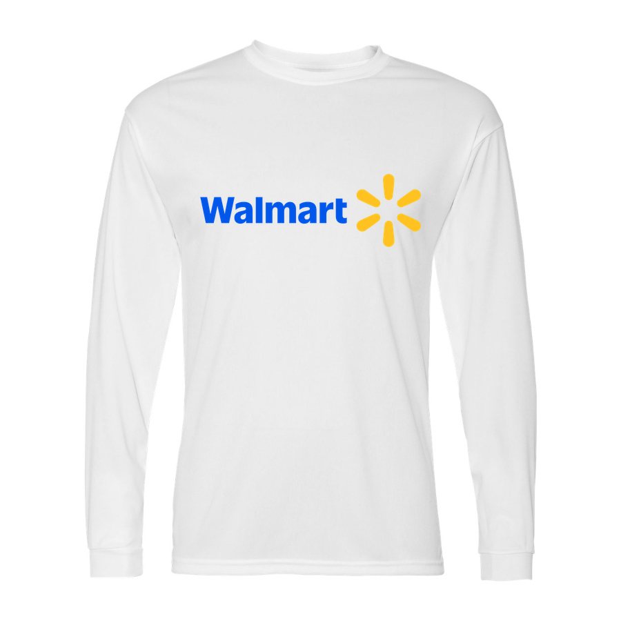 Men's Walmart Polyester Long Sleeve T-Shirt - White