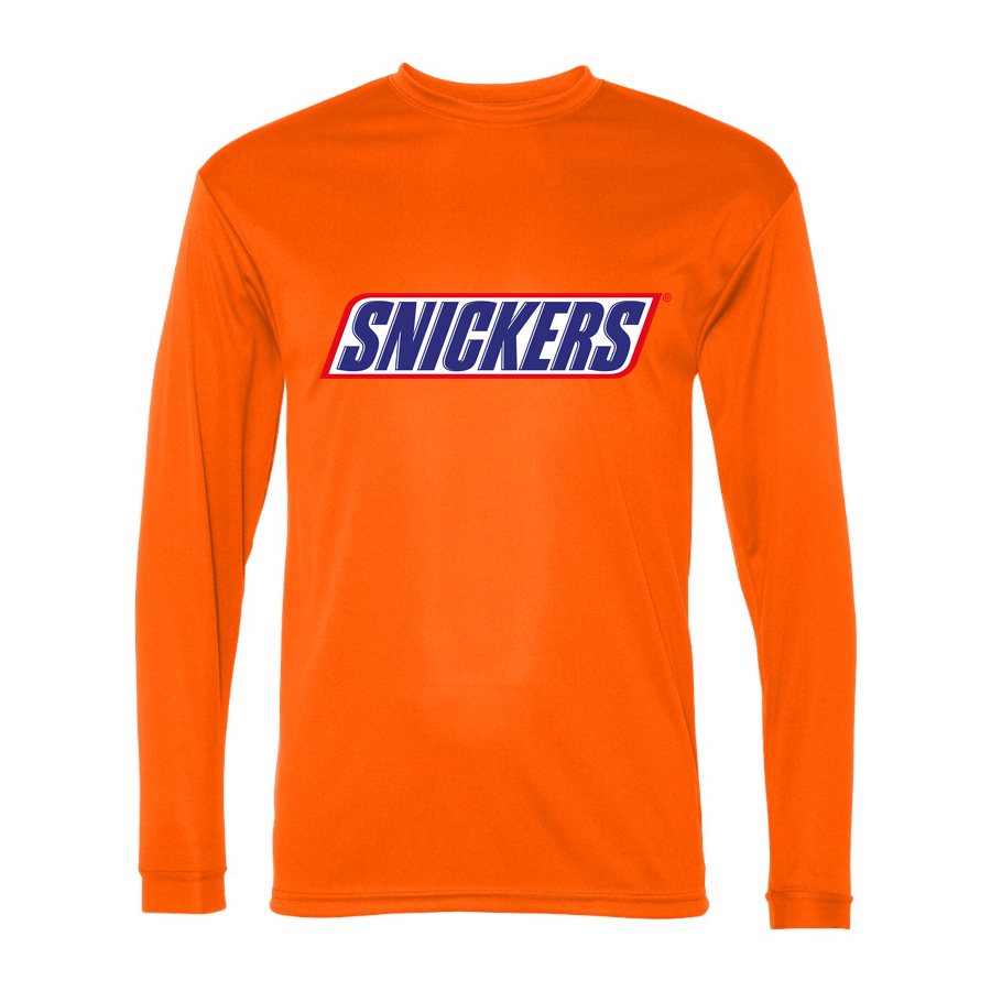 Men's Snickers food Polyester Long Sleeve T-Shirt - Safety Orange