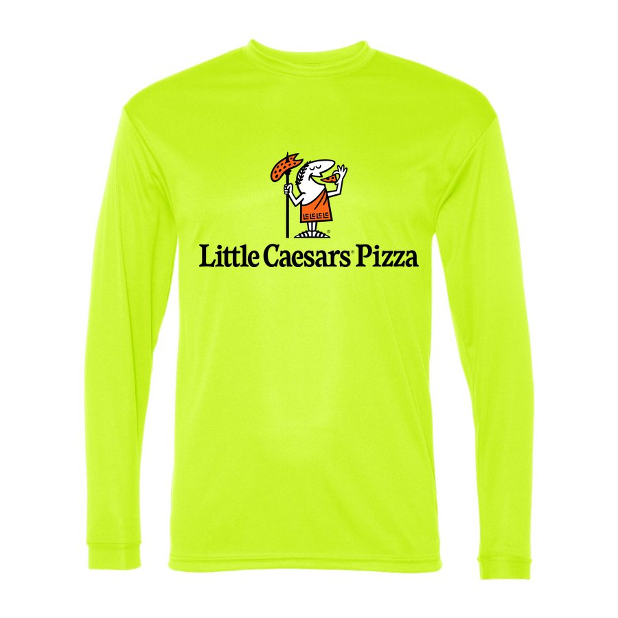 Men's Little Caesars Polyester Long Sleeve T-Shirt - Safety Yellow