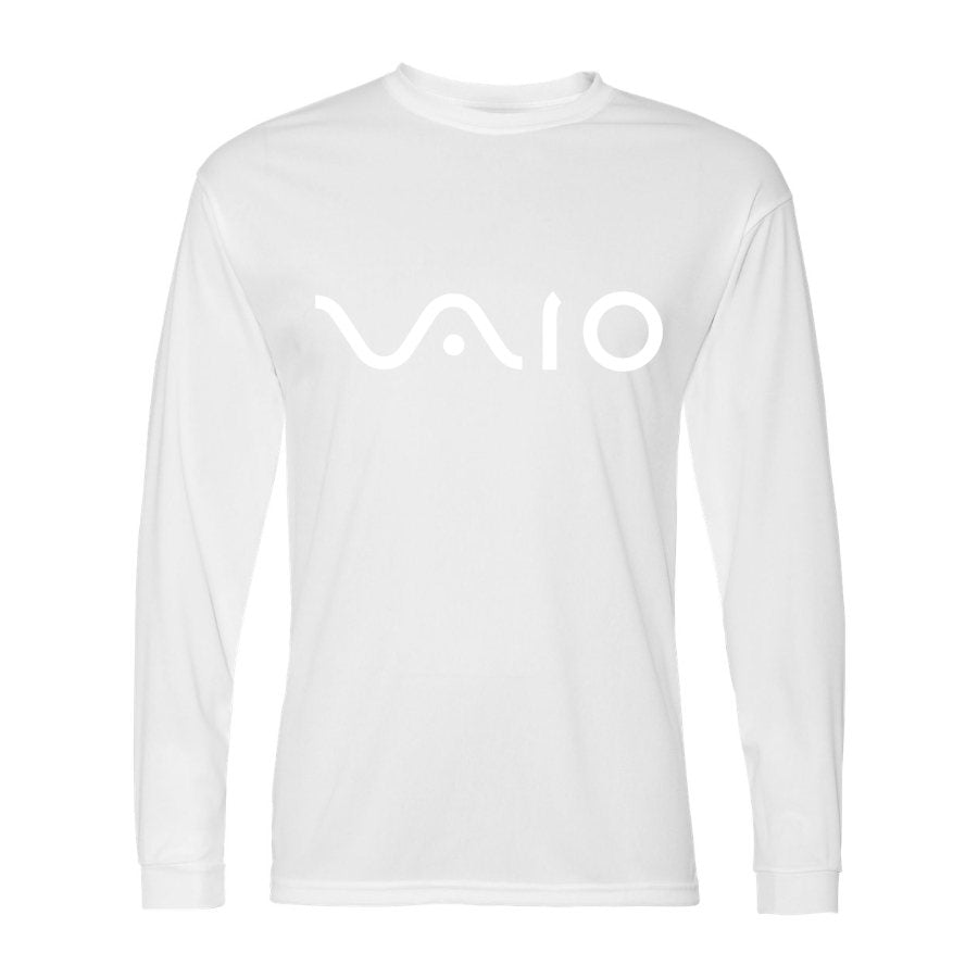 Men's Sony VAIO White Logo Polyester Long Sleeve T-Shirt - White