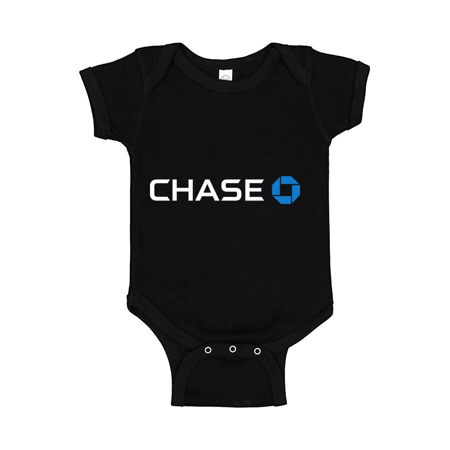 Chase Bank White Logo Baby Romper Onesie - Black