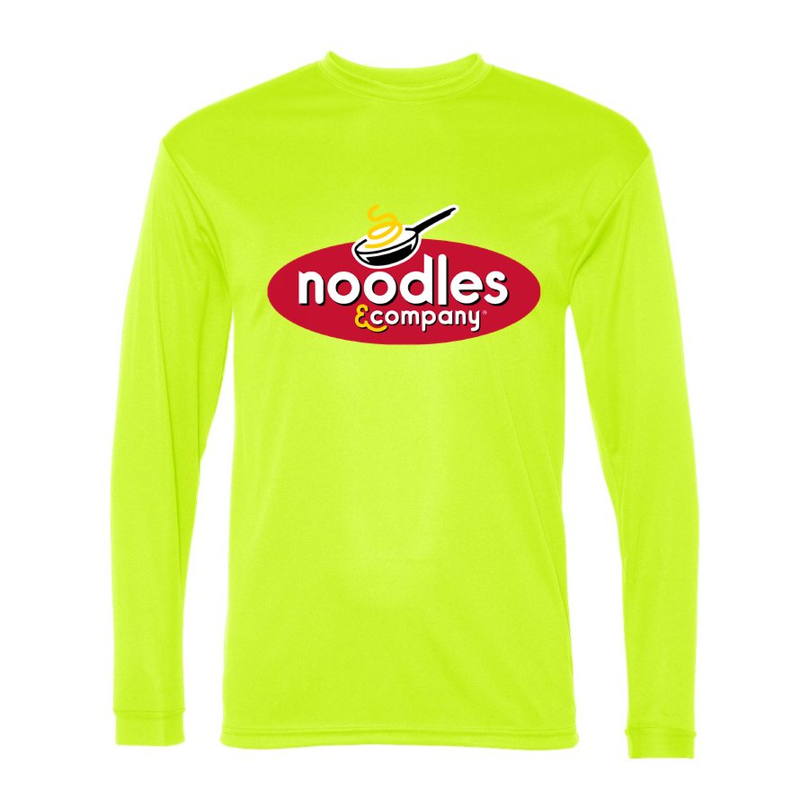 Men's Noodles & Company Polyester Long Sleeve T-Shirt - Safety Yellow