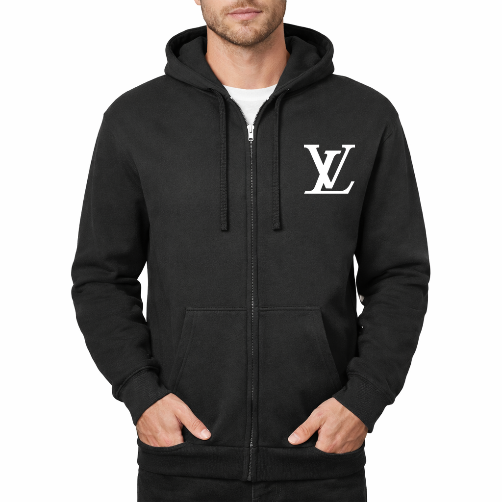 Louis Vuitton white Zipper Hoodie - Black