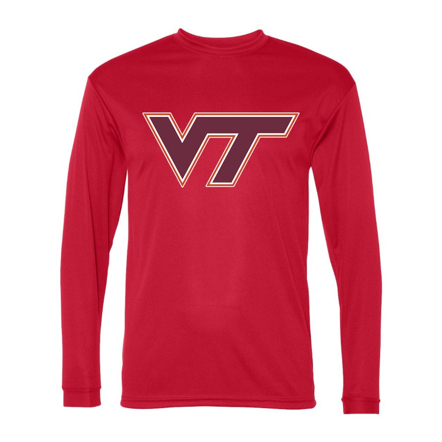 Men's Virginia Tech Hokies Polyester Long Sleeve T-Shirt - Red