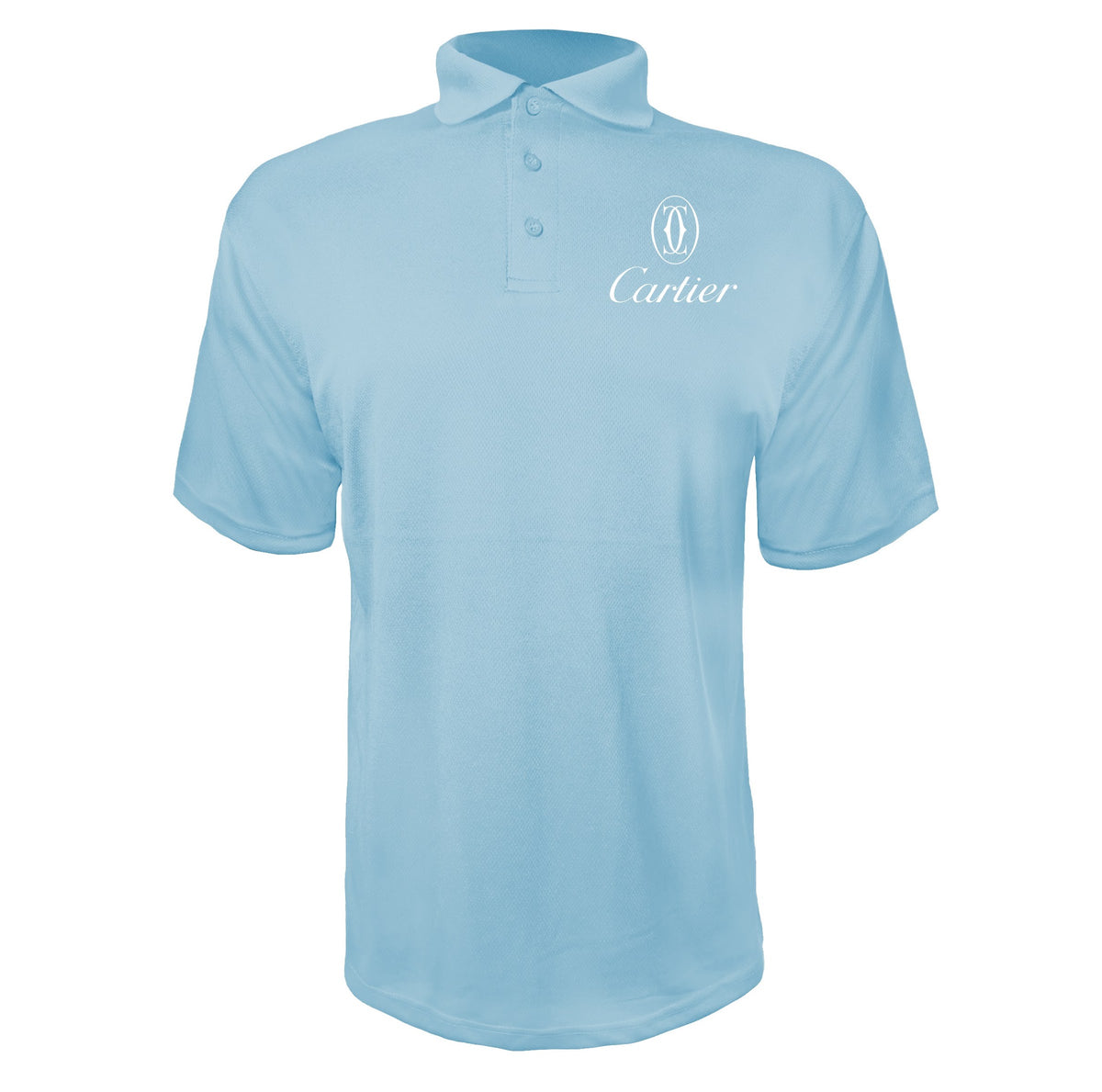 Cartier White men's polyester polo in Sky Blue