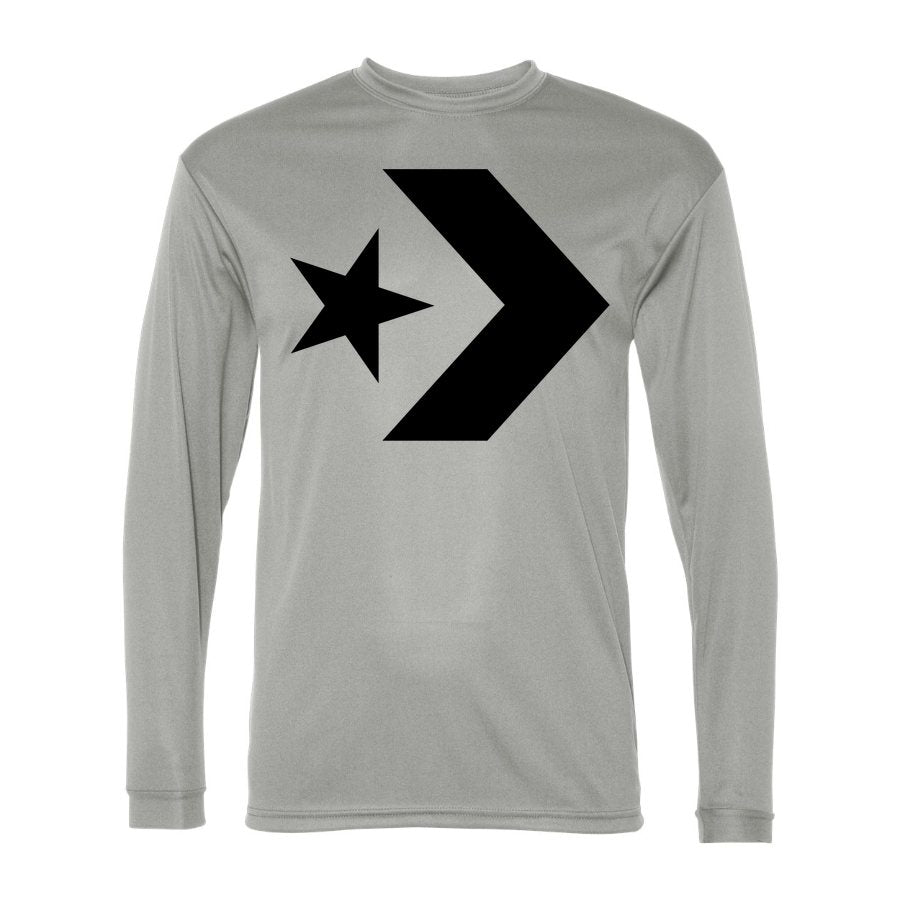 Men's Converse Polyester Long Sleeve T-Shirt - Silver