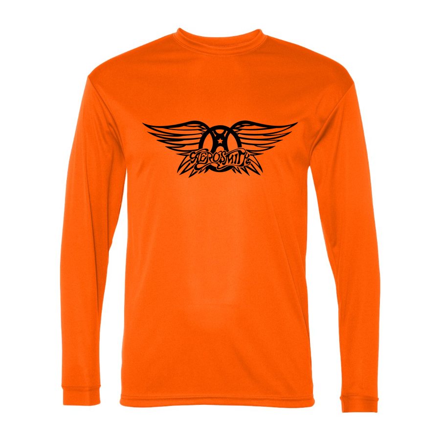 Men's Aerosmith Polyester Long Sleeve T-Shirt - Safety Orange