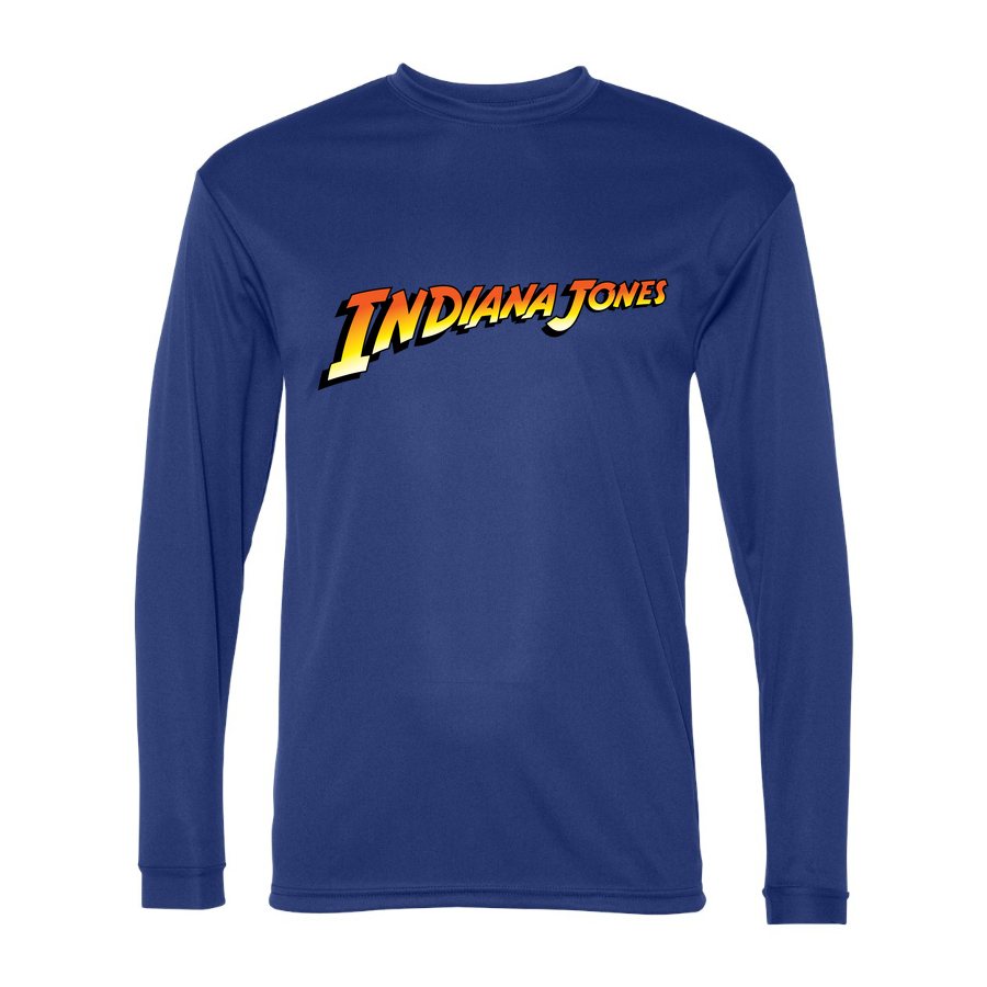 Men's Indiana Jones Polyester Long Sleeve T-Shirt - Royal Blue