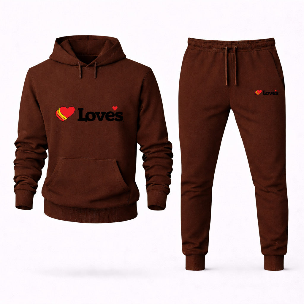 Love's Travel Stops Hoodie and Joggers Set - Brown