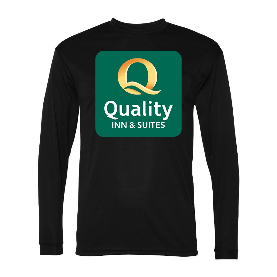 Men's Quality Inn & Suites Polyester Long Sleeve T-Shirt - Black