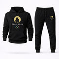 Paris 2024 Olympics White Hoodie and Joggers Set - Black