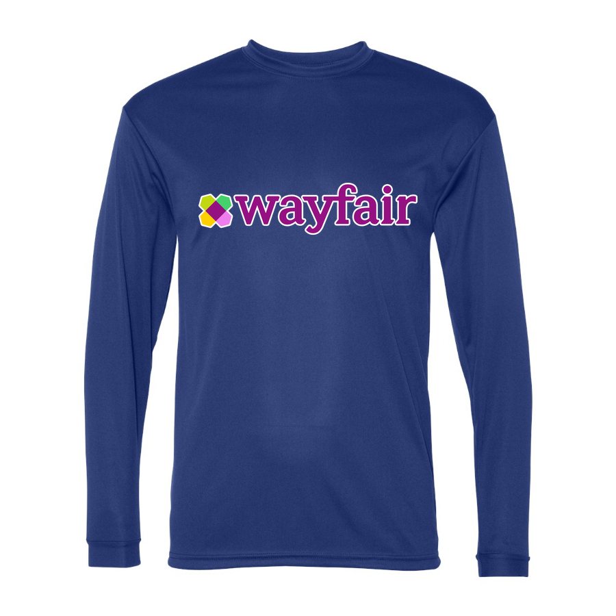 Men's Wayfair Polyester Long Sleeve T-Shirt - Royal Blue