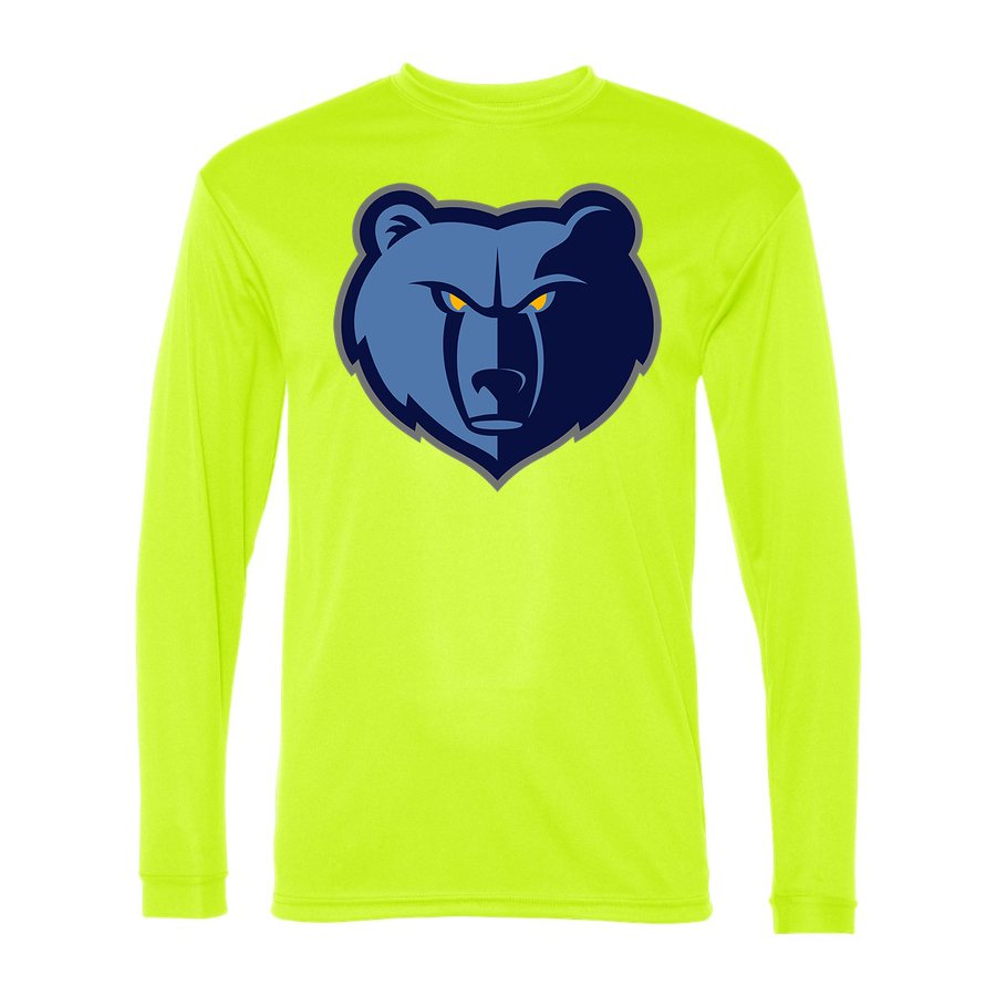Men's Memphis Grizzlies Polyester Long Sleeve T-Shirt - Safety Yellow