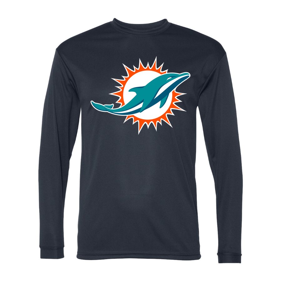Men's Miami Dolphins Polyester Long Sleeve T-Shirt - Navy
