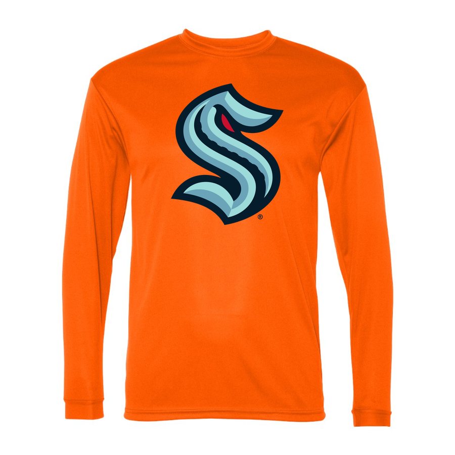 Men's Seattle Kraken Polyester Long Sleeve T-Shirt - Safety Orange