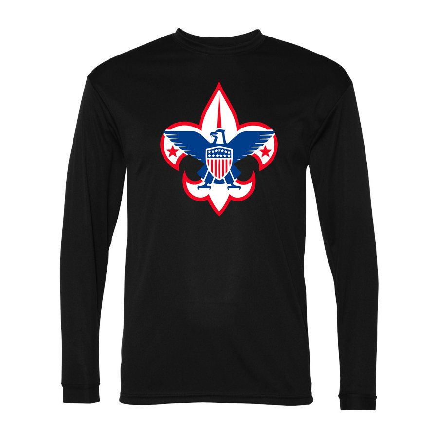 Men's Boy Scout Polyester Long Sleeve T-Shirt - Black