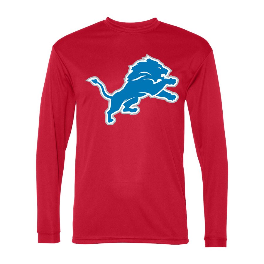 Men's Detroit Lions Polyester Long Sleeve T-Shirt - Red