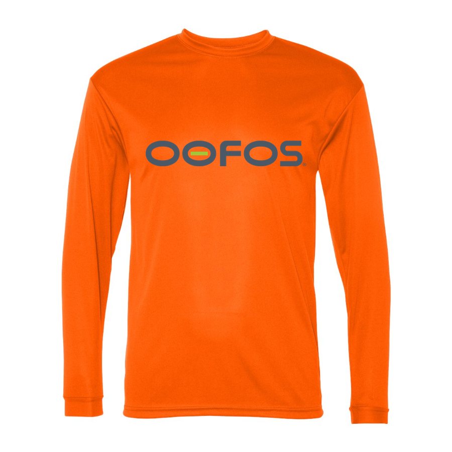 Men's Oofos Polyester Long Sleeve T-Shirt - Safety Orange