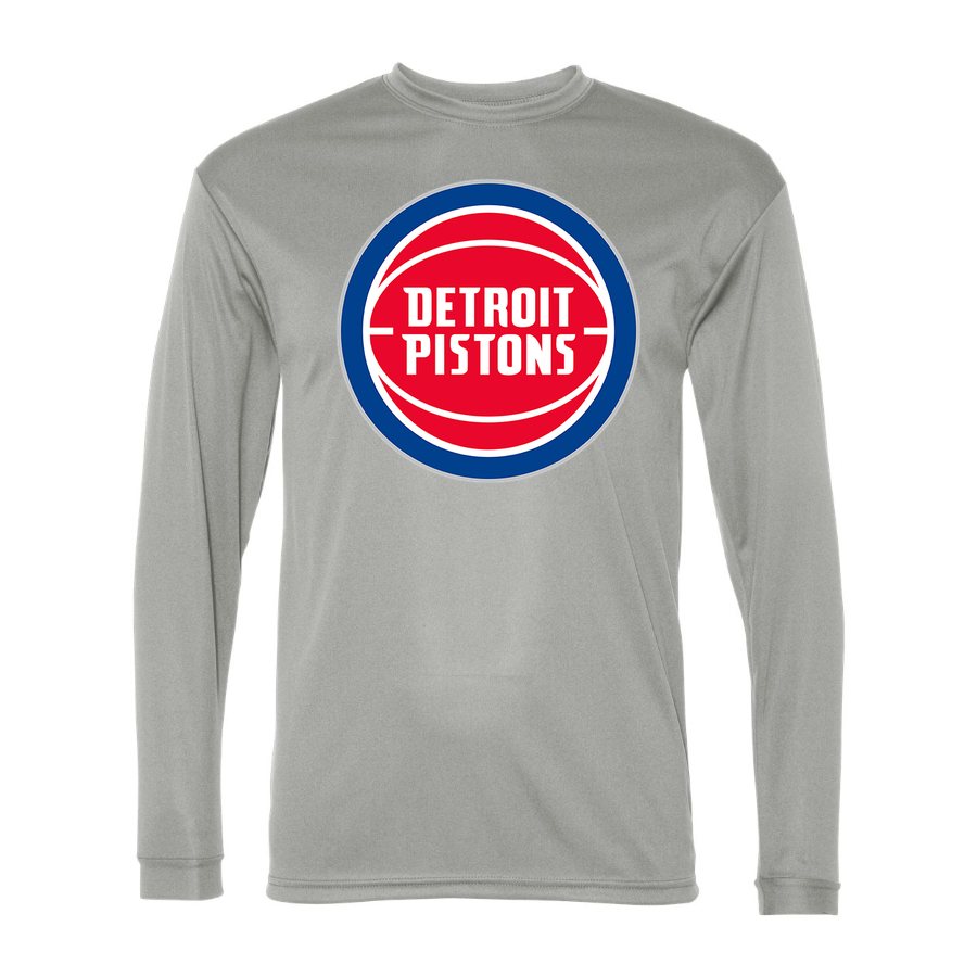 Men's Detroit Pistons Polyester Long Sleeve T-Shirt - Silver