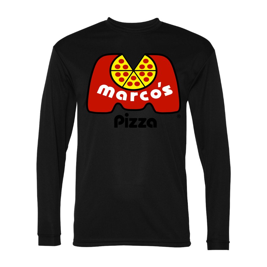 Men's Marcos Pizza Polyester Long Sleeve T-Shirt - Black