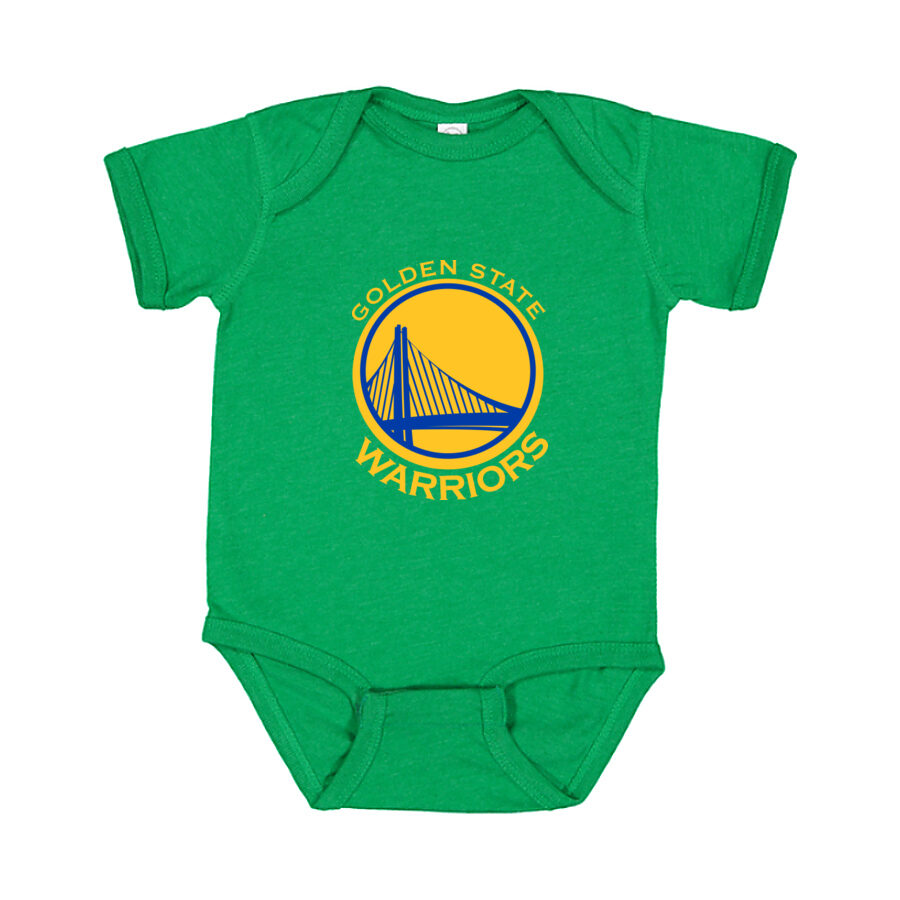 Golden State Warriors Yellow Logo Baby Romper Onesie - Green