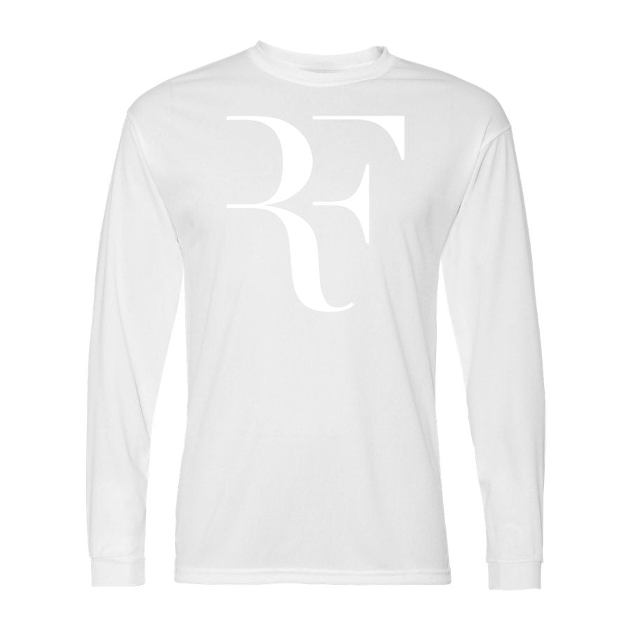 Men's Roger-Federer-logo-white Polyester Long Sleeve T-Shirt - White