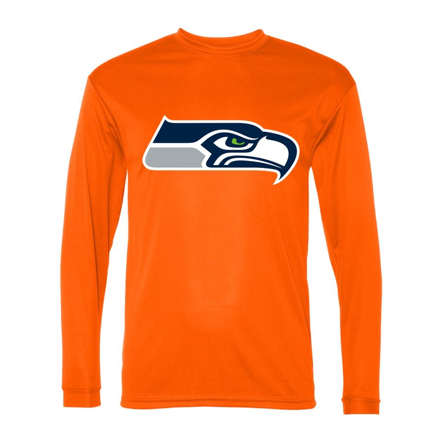 Men's Seattle Seahawks Polyester Long Sleeve T-Shirt - Safety Orange