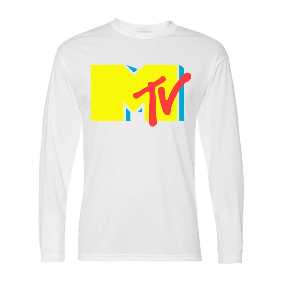Men's mtv Polyester Long Sleeve T-Shirt - White