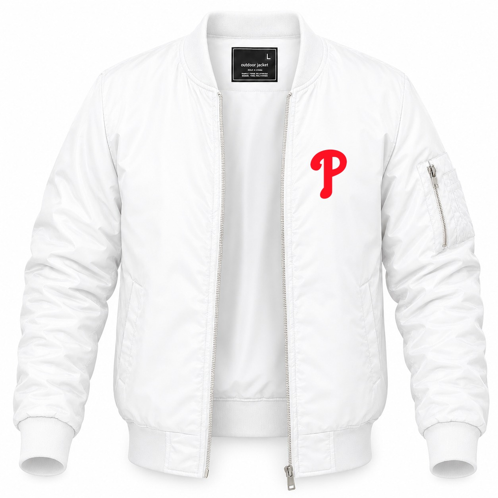Men's Philadelphia Phillies Lightweight Bomber Jacket - White