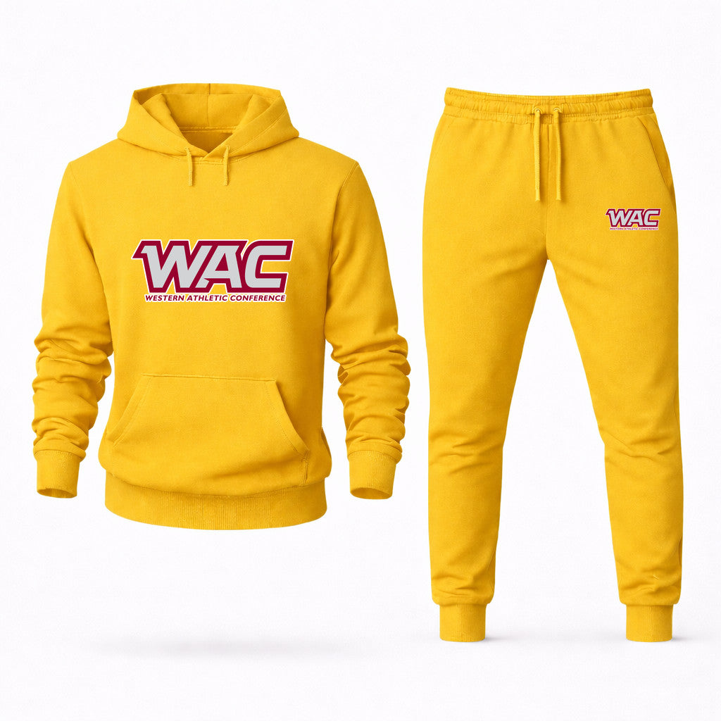 Western Athletic Conference Design 2 Hoodie and Joggers Set - Yellow