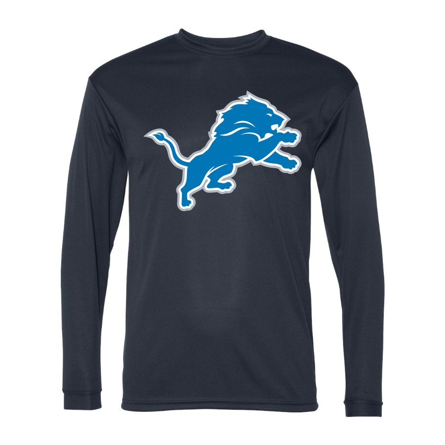 Men's Detroit Lions Polyester Long Sleeve T-Shirt - Navy
