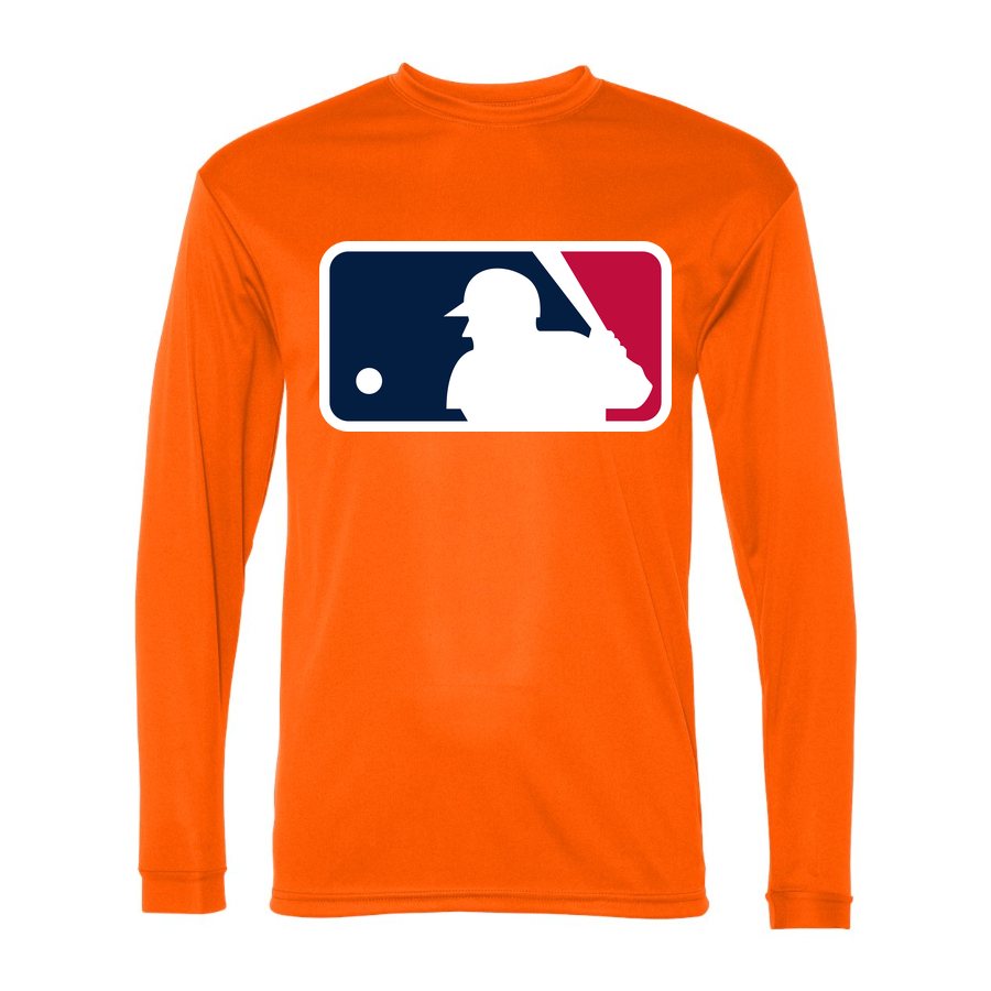 Men's Major League Baseball Polyester Long Sleeve T-Shirt - Safety Orange